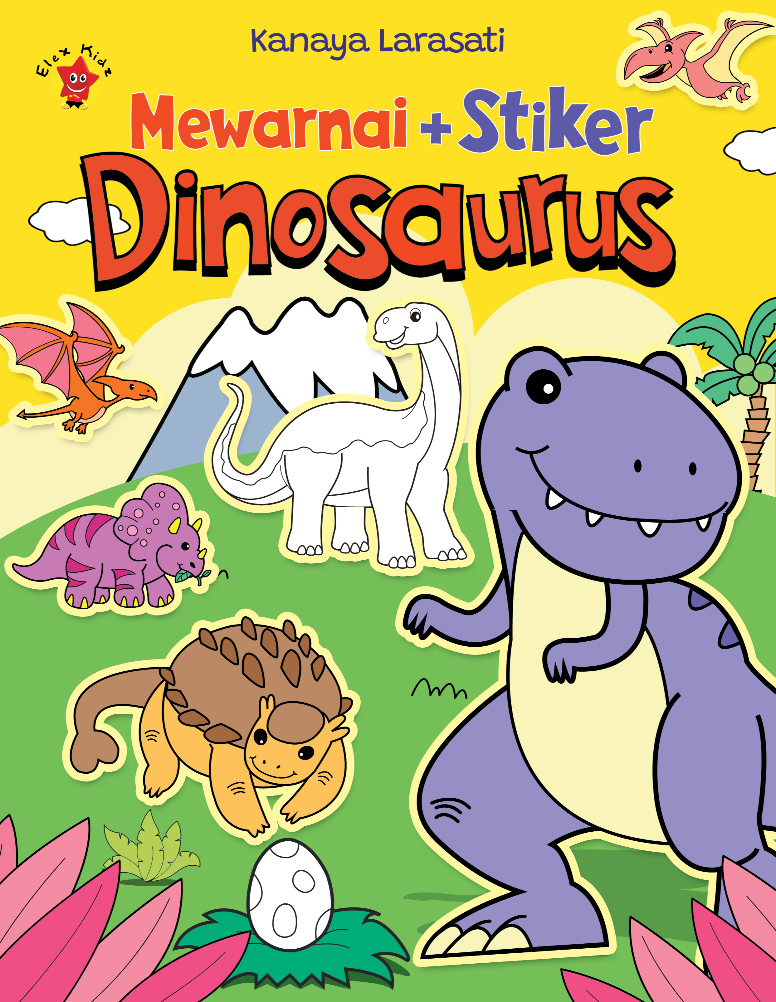 Mewarnai + Stiker: Dinosaurus