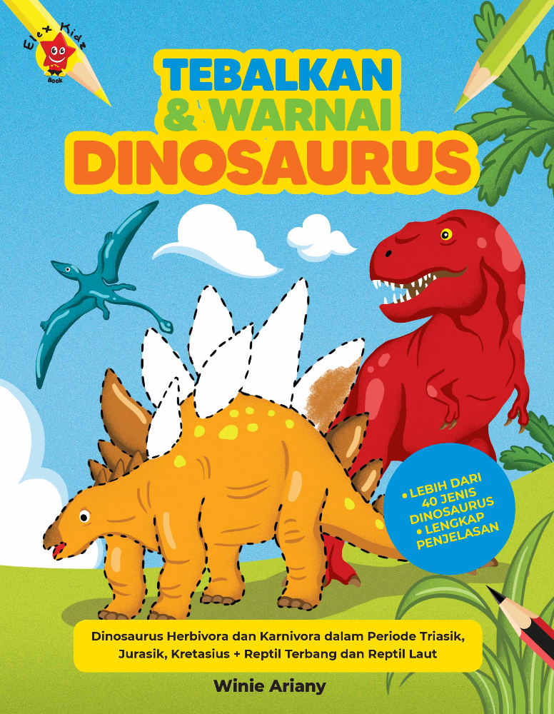 Tebalkan dan Warnai: Dinosaurus