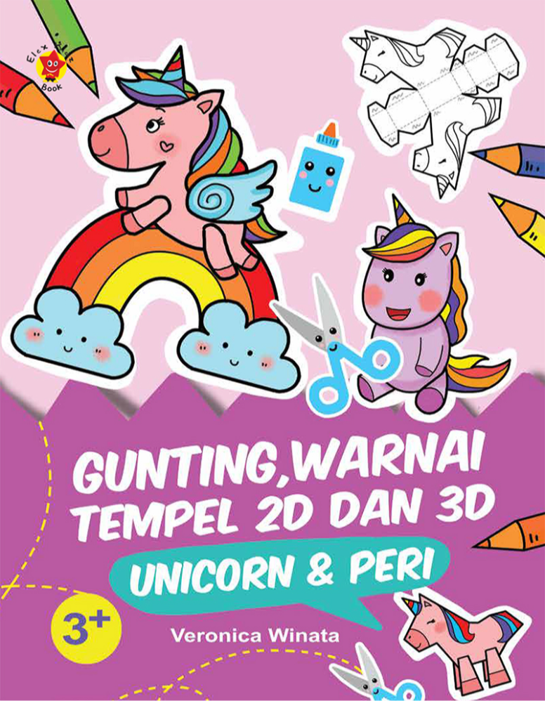 Gunting, Warnai, Tempel 2D dan 3D: Unicorn & Peri