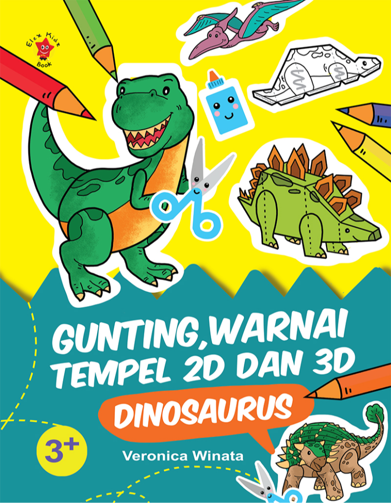 Gunting, Warnai, Tempel 2D dan 3D: Dinosaurus