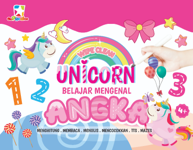 Opredo Wipe Clean Unicorn - Belajar Mengenal Angka
