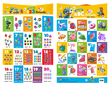 Opredo 2 in 1 Poster Pintar Hello Baby Dino : 123 & ABC Pertamaku