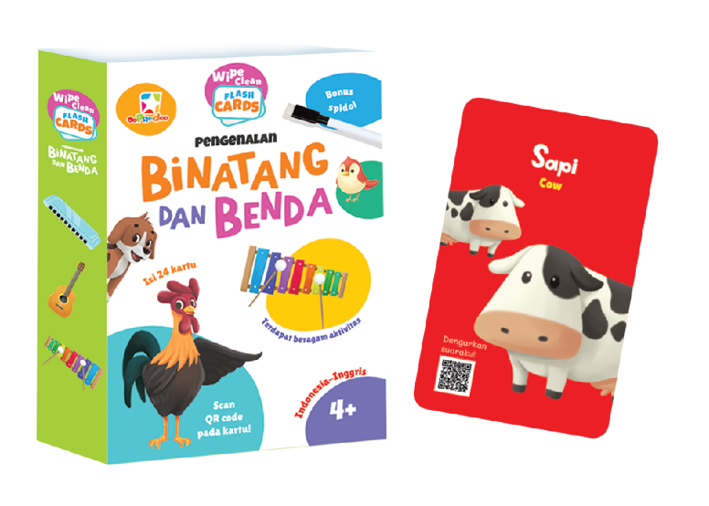Opredo Wipe Clean Flash Cards: Pengenalan Binatang & Benda