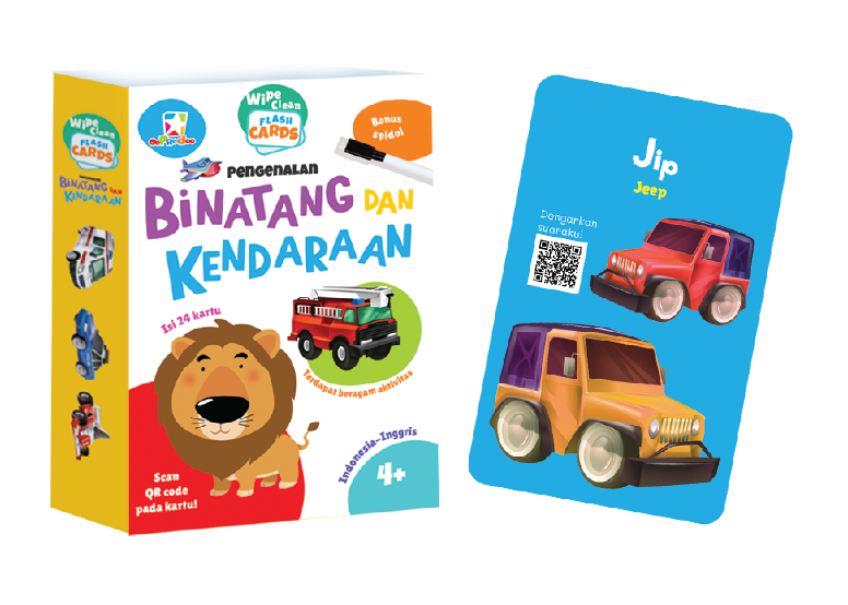 Opredo Wipe Clean Flash Cards Pengenalan Binatang & Kendaraan