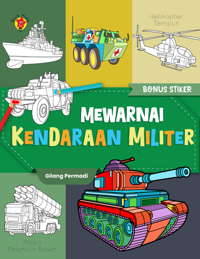 Mewarnai Kendaraan Militer + Bonus Stiker